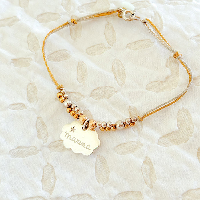 Pulsera Personalizado Burbujas Nube plata HOPS regalo para madre y hija