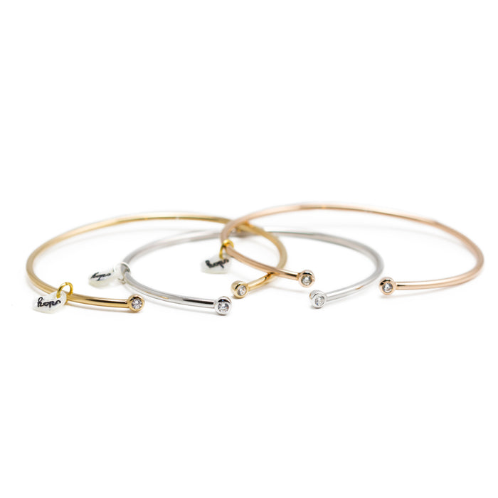 Pulsera Aro Brillantes 3 colores oro amarillo, plata, rosa Personalizado HOPS regalo para mujeres y adolescentes