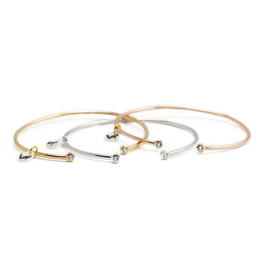 Pulsera Aro Brillantes 3 colores oro amarillo, plata, rosa Personalizado HOPS regalo para mujeres y adolescentes