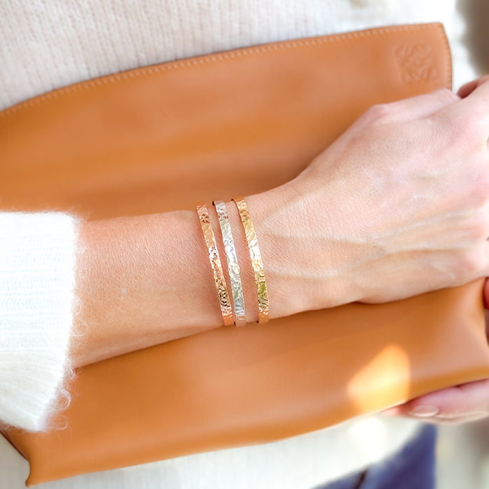 Pulsera Personalizado Aro Martillado oro amarillo, plata, oro rosa HOPS regalo para mujeres san valentin