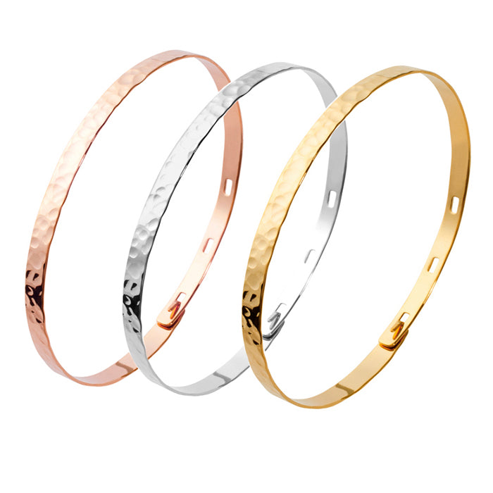 Pulsera Personalizable Aro Martillado oro rosa, plata, oro amarillo HOPS regalo para mujeres san valentin