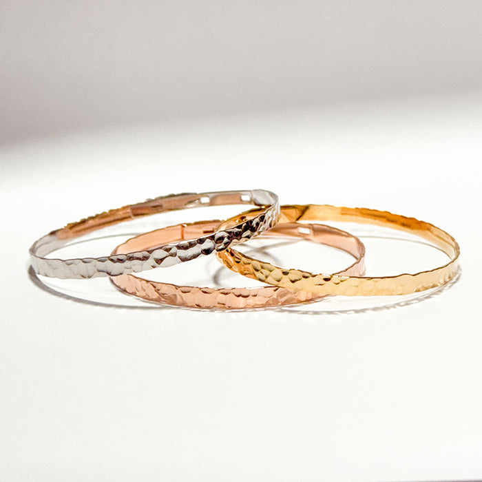 Pulsera Personalizado Aro Martillado plata, oro rosa, oro amarillo HOPS regalo para mujeres san valentin