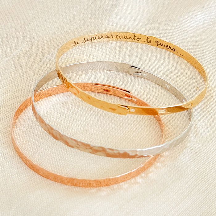 Pulsera Personalizado Aro Martillado oro amarillo, plata, oro rosa HOPS regalo para mujeres san valentin