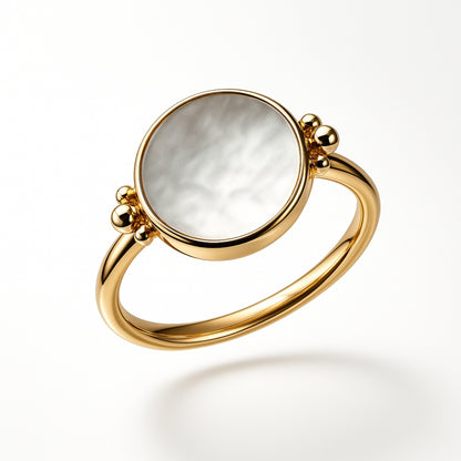 Anillo Giratorio Madre Perla y Oro Personalizado HOPS regalo para mujeres 