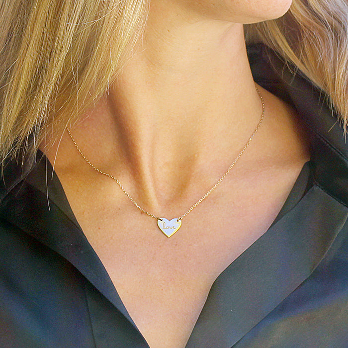 Collar Mini Corazón cadena oro Personalizado HOPS regalo para san valentín