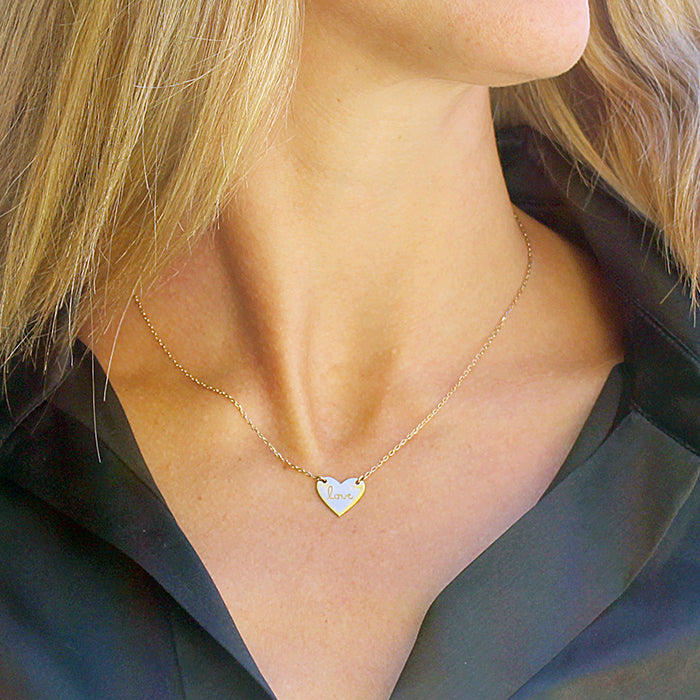 Collar Mini Corazón plata cadena Personalizado HOPS regalo para mujeres san valentin 