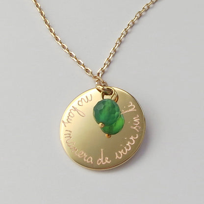 Collar Saphir oro cadena con ágata verde Personalizado HOPS regalo para mujeres y profesores