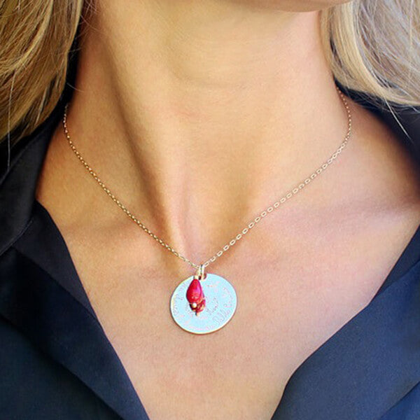 Collar Saphir con gota coral rojo regalo para mujeres y profesores Personalizado HOPS