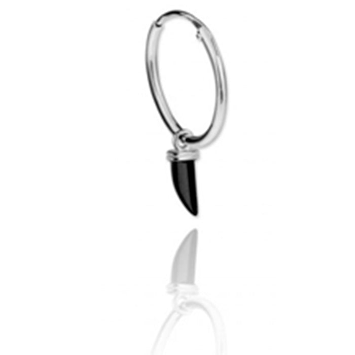 Pendientes Aro Plata Colmillo Onix negro HOPS regalo para mujeres y adolescentes