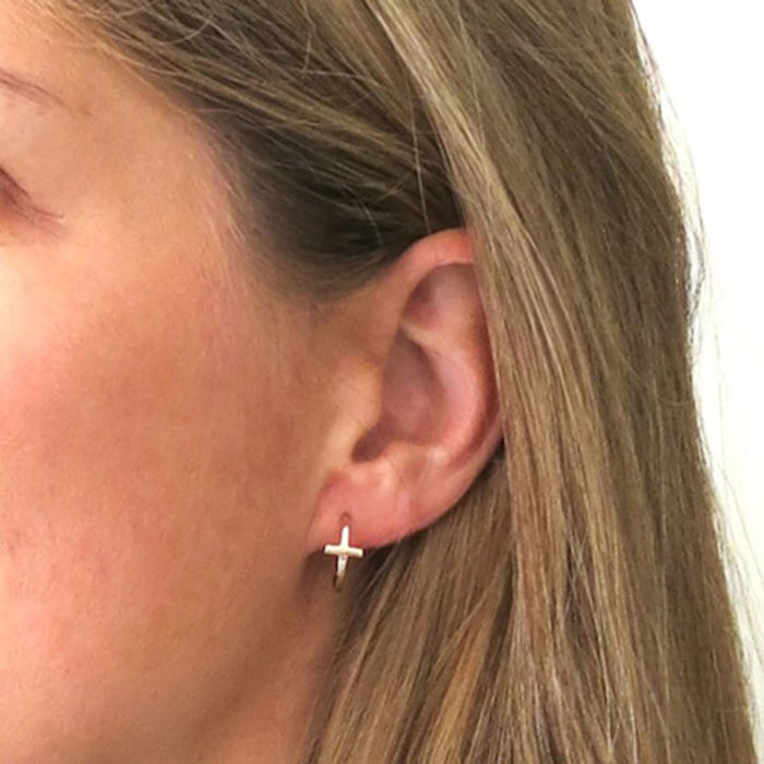 Pendientes Aro Cruz oro Personalizado HOPS regalo para mujeres