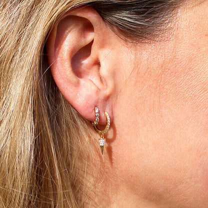 Pendientes aros pequeños con brillantes oro regalo para mujer y adolescentes HOPS