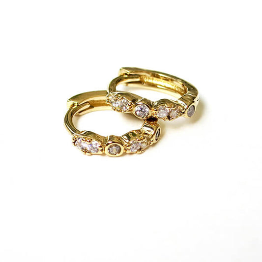 Pendientes aros pequeños con brillantes oro regalo para mujer y adolescentes HOPS