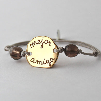 Pulsera Charco oro con piedras semipreciosas cuarzo ahumado Personalizado HOPS regalo para mujeres y adolescentes