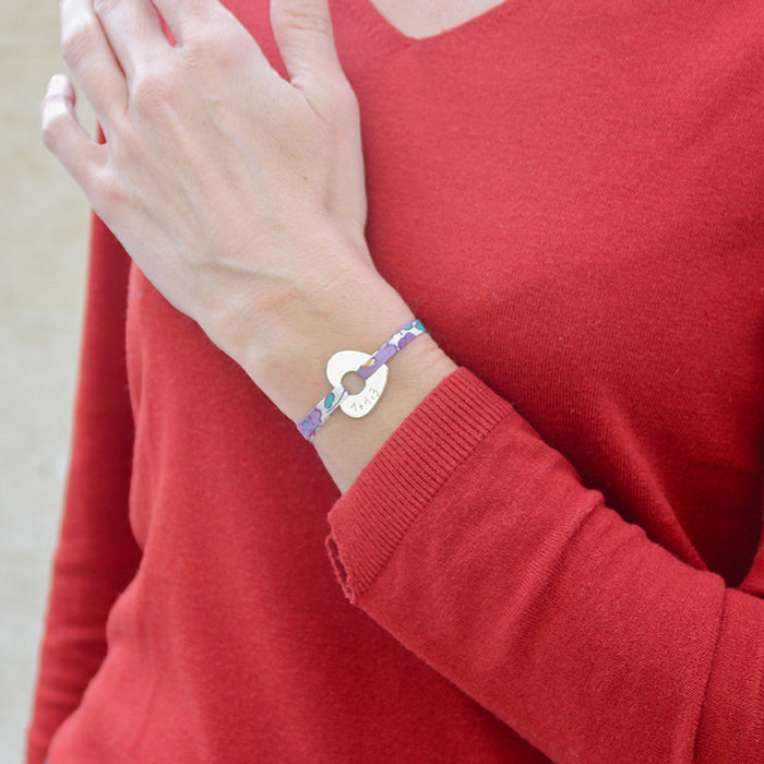 Pulsera Diana Corazón plata con liberty morado Personalizado HOPS regalo para mujeres san valentin