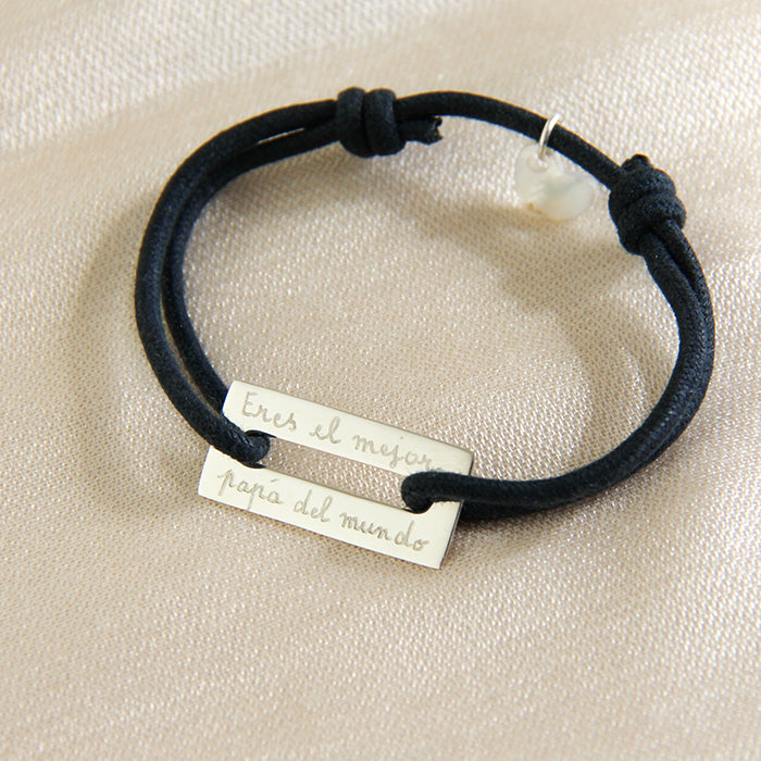 Pulsera personalizada placa rectangular plata regalo para hombres día del padre