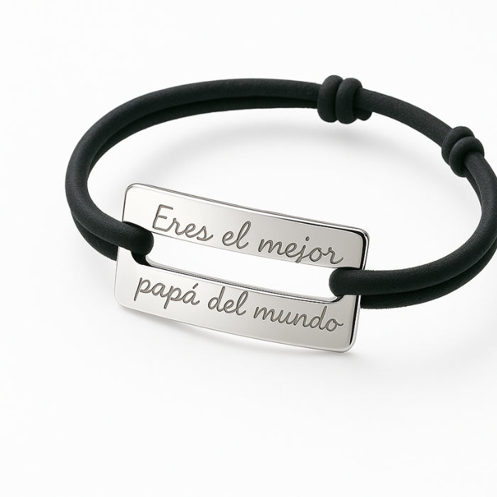 Pulsera Personalizable placa rectangular plata HOPS regalo para hombres día del padre