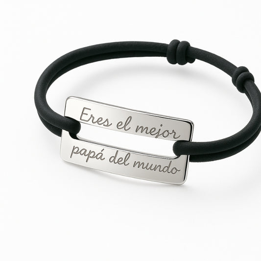 Pulsera personalizada placa rectangular plata regalo para hombres día del padre