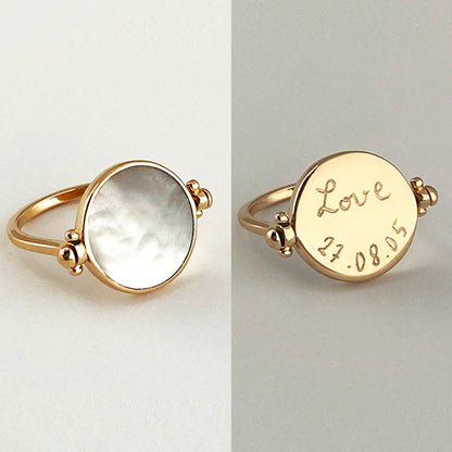 Anillo Giratorio Madre Perla Oro Personalizada HOPS