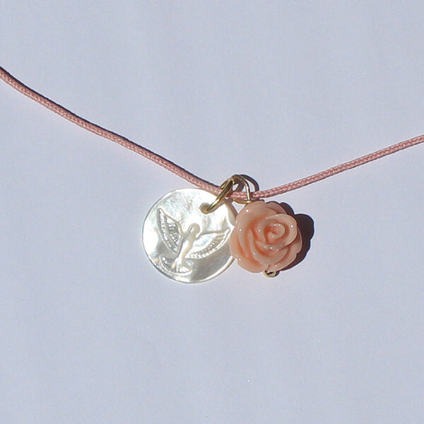 Collar Nácar Paloma cordón regalos de comunión niñas personalizada HOPS