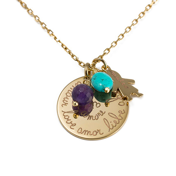 Collar personalizado con piedras preciosas medalla niño para mujer HOPS