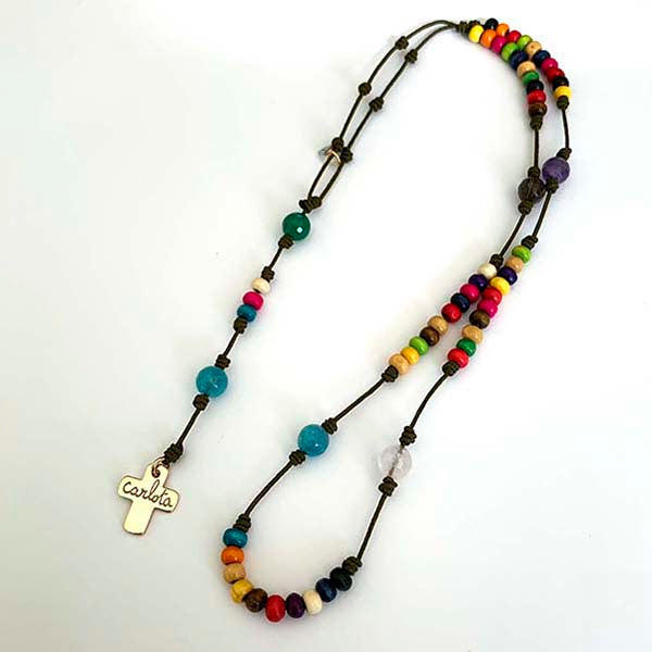 Collar Rosario Cruz Hippy Chic Personalizado HOPS