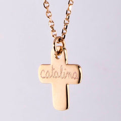Collar religioso personalizado cruz cadena oro para niños regalo comunión HOPS