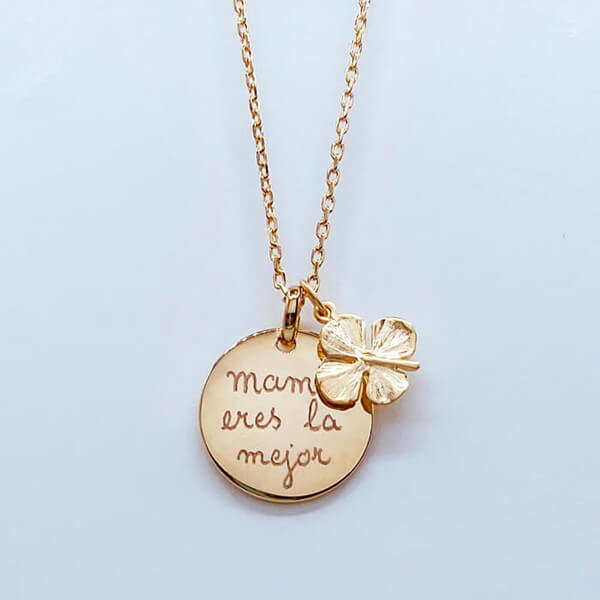 Collar Sidonie con Trébol de la suerte cadena regalo para mamá y profesores Personalizado HOPS
