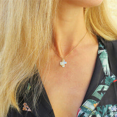 Collar religioso personalizado cruz cadena oro para mujer regalo comunión HOPS