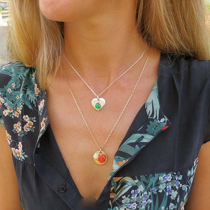 Collar personalizado Sidonie Corazón plata con cadena 42cm y Sidonie Redondo oro con cadena 55cm regalo para mujeres navidad HOPS