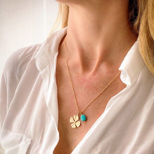Collar trébol de la suerte oro turquesa con cadena regalo para adolescentes y mujeres navidad Personalizado HOPS