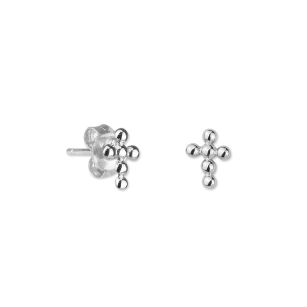 Pendientes cruz bolitas plata HOPS