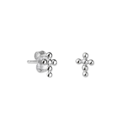 Pendientes cruz bolitas plata HOPS