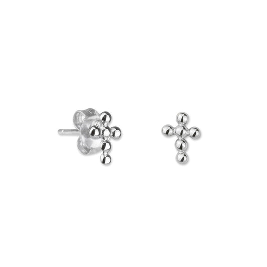 Pendientes cruz bolitas plata HOPS