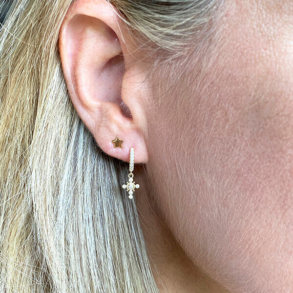 Pendientes Aros Cruz diamantes HOPS