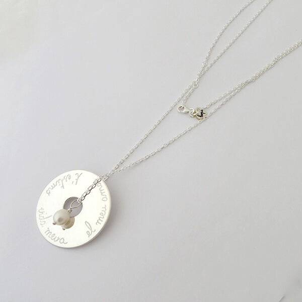 Collar Diana 4cm cadena con perla plata personalizado HOPS