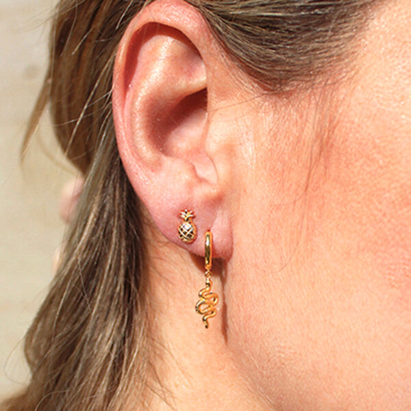 Pendientes aros serpientes y piña oro HOPS