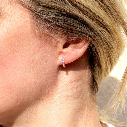 Pendientes aros pequeños con brillantes oro regalo para mujer y adolescentes HOPS