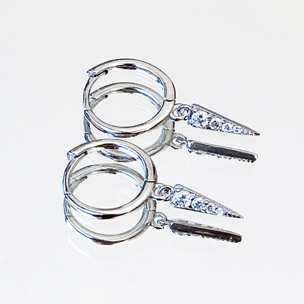 Pendientes aros pequeños triángulo brillante plata HOPS