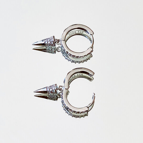 Pendientes Aros Conos brillantes plata HOPS